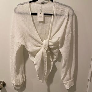 Long sleeved front tie shirt